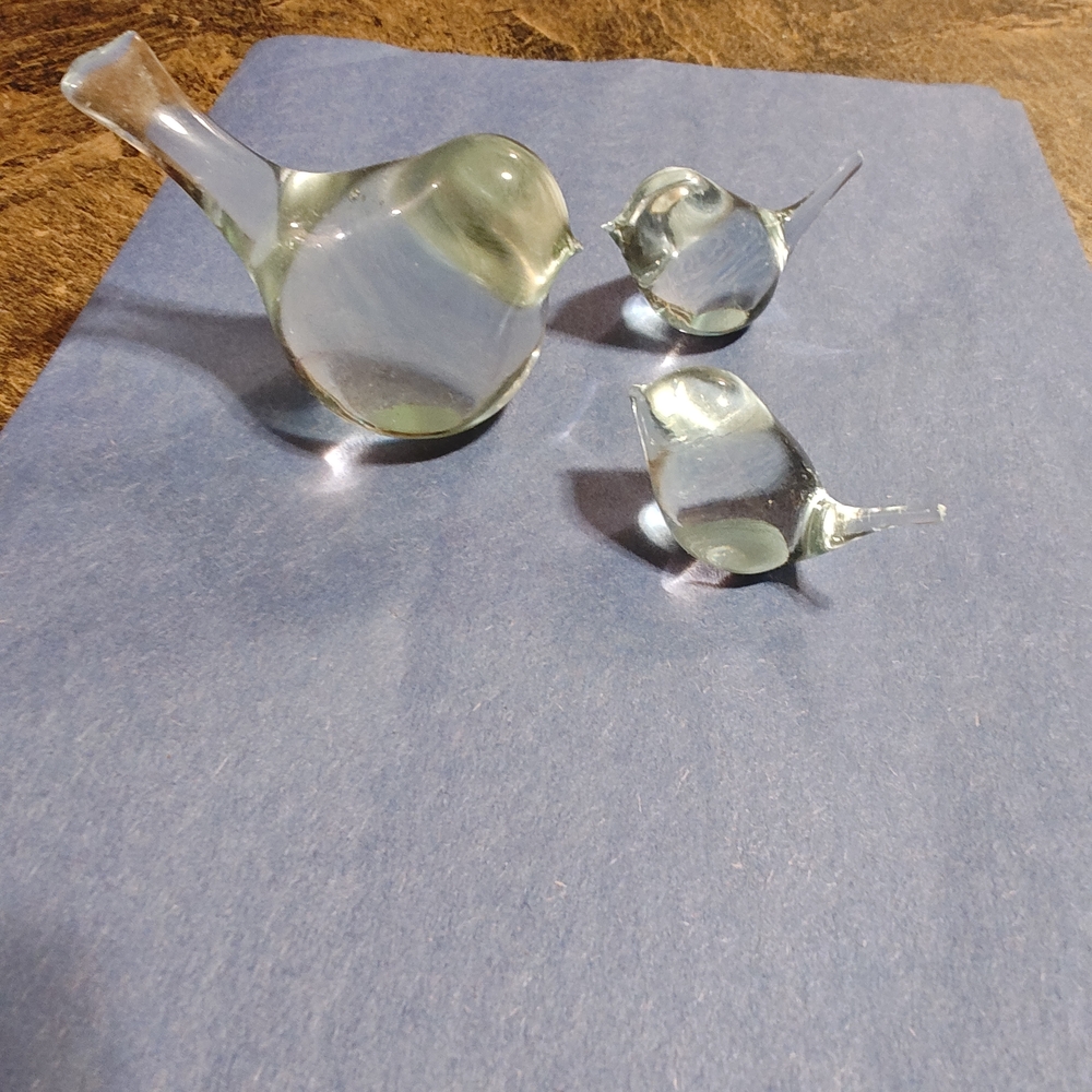 Source Unknown Clear Glass Bird Figurines - Set of 3